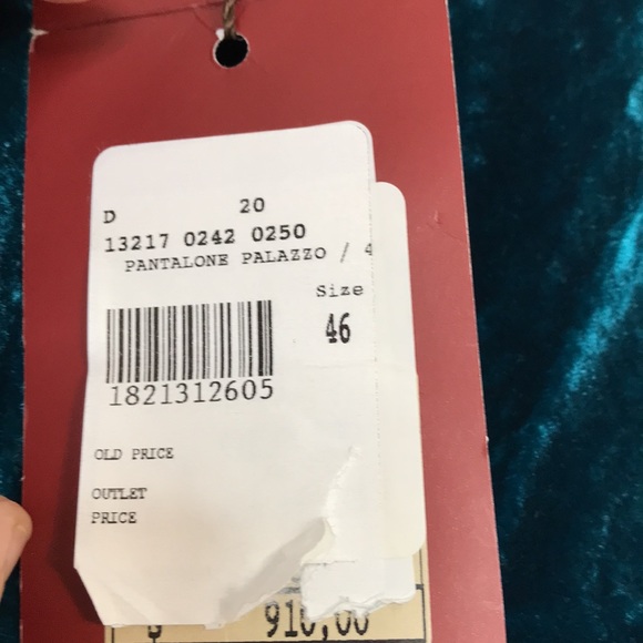 NWT ETRO Greenish teal velvet palazzo trousers - Picture 9 of 14